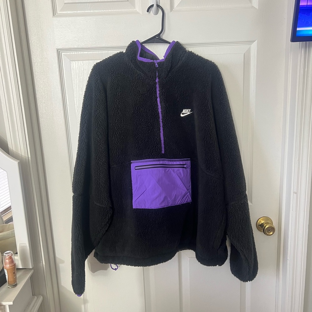 Nike Black and Purple Fleece Pullover